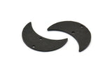 Siyah Ay Tılsımı, 2 Delikli 4 Çekiçlenmiş Oksitlenmiş Siyah Pirinç Ay, Boynuz Kolye Tılsımı (26x10x1mm) N0975