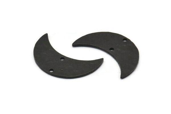 Siyah Ay Tılsımı, 2 Delikli 4 Çekiçlenmiş Oksitlenmiş Siyah Pirinç Ay, Boynuz Kolye Tılsımı (26x10x1mm) N0975