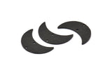 Siyah Ay Tılsımı, 2 Delikli 4 Çekiçlenmiş Oksitlenmiş Siyah Pirinç Ay, Boynuz Kolye Tılsımı (26x10x1mm) N0975