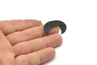 Siyah Ay Tılsımı, 2 Delikli 4 Çekiçlenmiş Oksitlenmiş Siyah Pirinç Ay, Boynuz Kolye Tılsımı (26x10x1mm) N0975