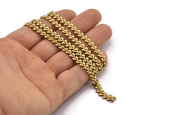 Brass Chain, Raw Brass Chain, Brass Leaf Chain, Branch Chain  (5x2mm) Z086