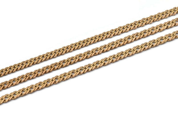 Brass Chain, Raw Brass Chain, Brass Double Link Flat Cable Chain (5x1.3mm) Z118