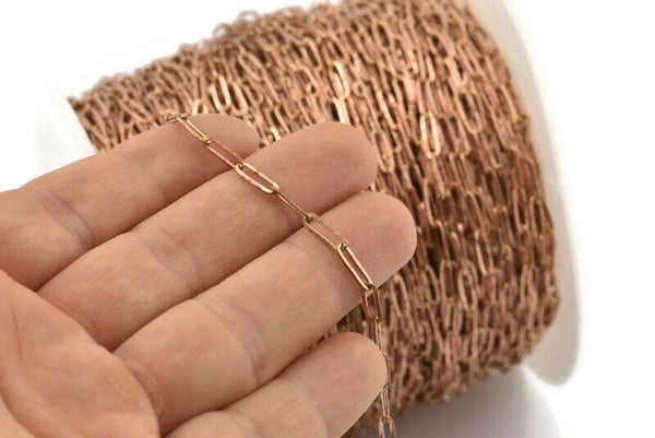 Brass Link Chain, Raw Brass Chain, Oval Link Chain, Paperclip Chain, Rectangle Chain (9x3mm) Z008