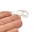 Silver Circle Connectors, 24 Textured Antique Silver Plated Brass Circle Connectors (16x0.8x0.9mm) BS 2325