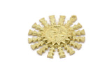Brass Sun Charm, 2 Raw Brass Sun Pendants With 1 Loop, Charm Pendants (30x27x1.2mm) N1575