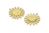 Brass Sun Charm, 2 Raw Brass Sun Pendants With 1 Loop, Charm Pendants (30x27x1.2mm) N1575