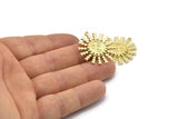 Brass Sun Charm, 2 Raw Brass Sun Pendants With 1 Loop, Charm Pendants (30x27x1.2mm) N1575