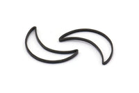 Hilal Ay Charm, 24 Oksitlenmiş Siyah Pirinç Hilal Ay Halkası (16x10mm) Bs-1163
