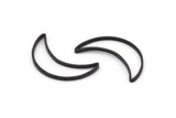 Hilal Ay Charm, 24 Oksitlenmiş Siyah Pirinç Hilal Ay Halkası (16x10mm) Bs-1163