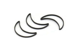 Hilal Ay Charm, 24 Oksitlenmiş Siyah Pirinç Hilal Ay Halkası (16x10mm) Bs-1163