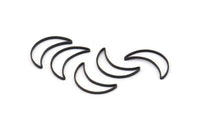Hilal Ay Charm, 24 Oksitlenmiş Siyah Pirinç Hilal Ay Halkası (16x10mm) Bs-1163