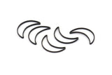 Hilal Ay Charm, 24 Oksitlenmiş Siyah Pirinç Hilal Ay Halkası (16x10mm) Bs-1163