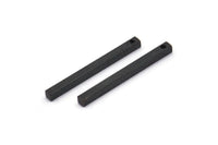 Tiny Necklace Bar, 12 Oxidized Black Brass Bar Charms With 1 Hole (2x25mm) BS 1755