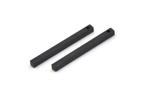 Tiny Necklace Bar, 12 Oxidized Black Brass Bar Charms With 1 Hole (2x25mm) BS 1755