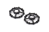 Black Circle Charm, 2 Oxidized Black Brass Round Pendants - Pad Size 8mm (26x6x2mm) BS 1897