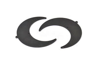 Siyah Ay Tılsımı, 1 Döngü ve 3 Delikli 2 Oksitlenmiş Siyah Pirinç Hilal Tılsımı, Damgalama Boşlukları (50x17x0,90 mm) M825