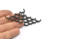 Black Crescent Pendant, 2 Textured Oxidized Black Brass Wide Crescent Moon Necklace Pendants With 2 Loops (27x45x1.5mm) BS 1961 H1338
