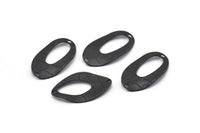 Black Oval Connector, 12 Oxidized Black Brass Oval Connectors (23x14mm) Bs 1284
