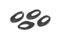 Black Oval Connector, 12 Oxidized Black Brass Oval Connectors (23x14mm) Bs 1284