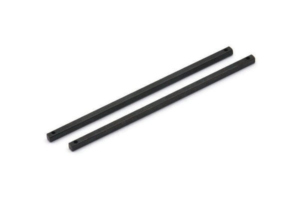 Black Necklace Bar, 6 Oxidized Black Brass Bar, Black Necklace, Oxidized Black Brass Charms With 2 Holes (2x60mm) BS 1750