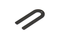 Siyah U Şeklinde Tılsım, 1 Delikli 10 Oksitlenmiş Siyah Pirinç U Şeklinde Tılsım, Boşluklar (30x13x0,80 mm) M164 H0900