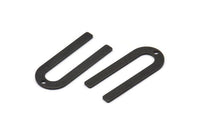 Siyah U Şeklinde Tılsım, 1 Delikli 10 Oksitlenmiş Siyah Pirinç U Şeklinde Tılsım, Boşluklar (30x13x0,80 mm) M164 H0900