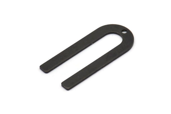 Siyah U Şeklinde Tılsım, 1 Delikli 10 Oksitlenmiş Siyah Pirinç U Şeklinde Tılsım, Boşluklar (30x13x0,80 mm) M164 H0900