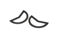 Siyah Ay Tılsımı, 2 Delikli 6 Oksitlenmiş Siyah Pirinç Ay Tılsımı, Boşluklar (38x18x0,80 mm) M230