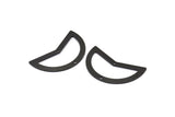Siyah Ay Tılsımı, 2 Delikli 6 Oksitlenmiş Siyah Pirinç Ay Tılsımı, Boşluklar (38x18x0,80 mm) M230