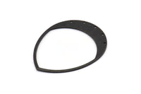 Siyah Damla Charm, 5 Delikli 2 Oksitlenmiş Siyah Pirinç Damla Charm (45x36x0,80 mm) M1010