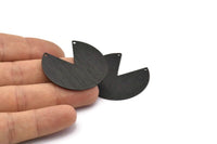 Black Circle Charm, 2 Textured Oxidized Black Brass Pizza Slice Pendants With 2 Holes, Findings (37x34x0.80mm) M208
