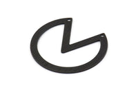 Black Circle Charm, 4 Textured Oxidized Black Brass Pizza Slice Pendants With 2 Holes, Findings (37x34x0.80mm) M189