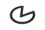 Black Circle Charm, 4 Textured Oxidized Black Brass Pizza Slice Pendants With 2 Holes, Findings (37x34x0.80mm) M189