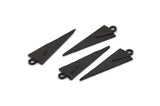Black Triangle Charm, 6 Oxidized Black Brass Triangle Charms With 1 Loop, Earrings, Findings (30x9x1mm) N1009