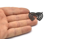 Black Charm, 2 Oxidized Black Brass, Black Pendants, Charm Pendants, Black U Shape Charms With 1 Loop (25x23x1.2mm) N1460