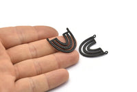 Black Charm, 2 Oxidized Black Brass, Black Pendants, Charm Pendants, Black U Shape Charms With 2 Loops (26x23x1.2mm) N1452 H0941