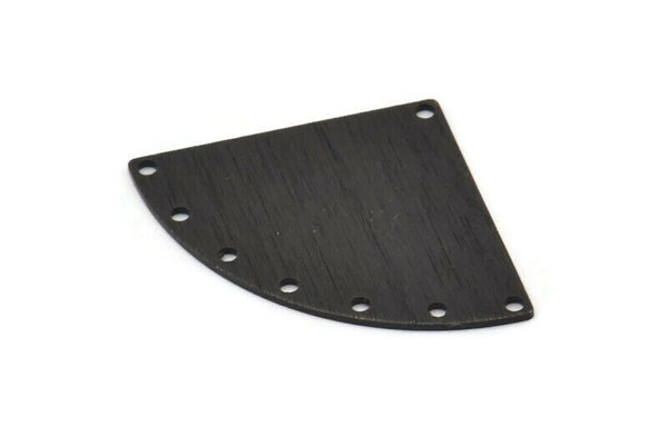 Black Triangle Charm, 4 Textured Oxidized Black Brass Fan Charms With 8 Holes, Stamping Blanks, Findings (40x27x0.80mm) M299