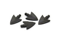 Siyah Sivri Uç, 4 Oksitlenmiş Siyah Pirinç Taş Devri Sivri Uç Kolye Ucu, 1 Halka (23x15 mm) N0259