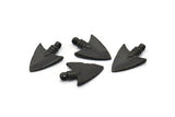 Siyah Sivri Uç, 4 Oksitlenmiş Siyah Pirinç Taş Devri Sivri Uç Kolye Ucu, 1 Halka (23x15 mm) N0259