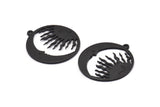 Ay ve Güneş, 2 Oksitlenmiş Siyah Pirinç, Siyah Ay, Siyah Güneş, Siyah Kolye, 1 Halkalı Oksitlenmiş Siyah Pirinç Tılsım (32x29x1,2 mm) N1354 H1307