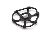 Siyah Kolye, 3 Pençe ve 11 mm Ped Ayarı ile 2 Oksitlenmiş Siyah Pirinç Soyut Kolye Bulguları (41x36x8x2mm) BS 1923 H1306