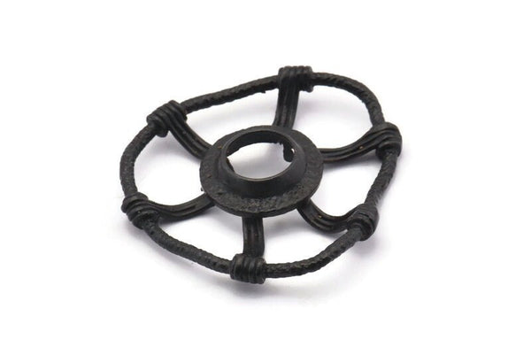 Siyah Kolye, 3 Pençe ve 11 mm Ped Ayarı ile 2 Oksitlenmiş Siyah Pirinç Soyut Kolye Bulguları (41x36x8x2mm) BS 1923 H1306
