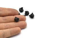 Black Wolf Beads, 5 Oxidized Black Brass Wolf Bracelet Parts (11x10mm) N0377 S1194