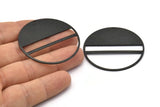 Black Round Charm, 2 Oxidized Black Brass Round Charms With 1 Hole, Stamping Blanks (43x0.90mm) M656