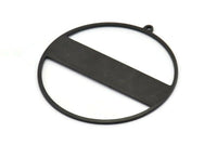Siyah Yuvarlak Charm, 1 Döngülü 2 Oksitlenmiş Siyah Pirinç Yuvarlak Charm, Damgalama Boşlukları (45x43x0,90 mm) M660