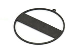 Siyah Yuvarlak Charm, 1 Döngülü 2 Oksitlenmiş Siyah Pirinç Yuvarlak Charm, Damgalama Boşlukları (45x43x0,90 mm) M660