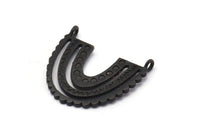 Black Charm, 2 Oxidized Black Brass, Black Pendants, Pendants, Oxidized Black Brass U Shape Charms With 2 Loops (24x22x1.2mm) N1449 H1331