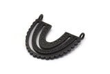 Black Charm, 2 Oxidized Black Brass, Black Pendants, Pendants, Oxidized Black Brass U Shape Charms With 2 Loops (24x22x1.2mm) N1449 H1331