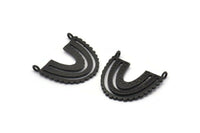 Black Charm, 2 Oxidized Black Brass, Black Pendants, Pendants, Oxidized Black Brass U Shape Charms With 2 Loops (24x22x1.2mm) N1449 H1331