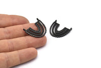Black Charm, 2 Oxidized Black Brass, Black Pendants, Pendants, Oxidized Black Brass U Shape Charms With 2 Loops (24x22x1.2mm) N1449 H1331